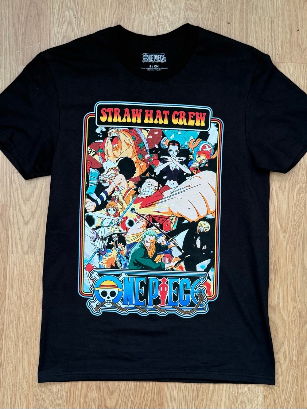 One Piece Straw Hat Crew Anime Graphic T-Shirt Black Small